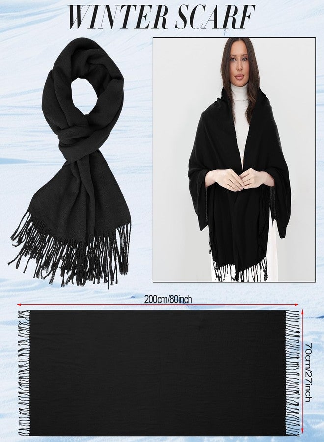 Floraltop 3 Pack Beret Hat Scarf Glove Set French Hat Pashmina Shawl Scarf Winter Gloves Set Women Christmas Clod Weather(Black) - Image 3